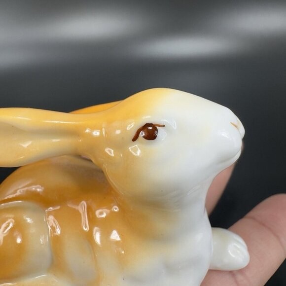 Vintage Bone China Small Rabbit Bunny Porcelain Figurine Tan White Figure VTG - Picture 5 of 11